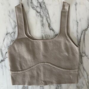 Glassons Taupe Ribbed Cropped Tank Top